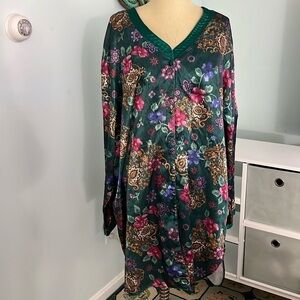 Kathryn Vintage Button Silky Satin Sleeping Shirt